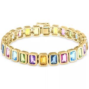 Effy Multi-Gemstone Flex Bracelet – 25.5 ct. t.w. in 14K Gold-Plated Sterling Si